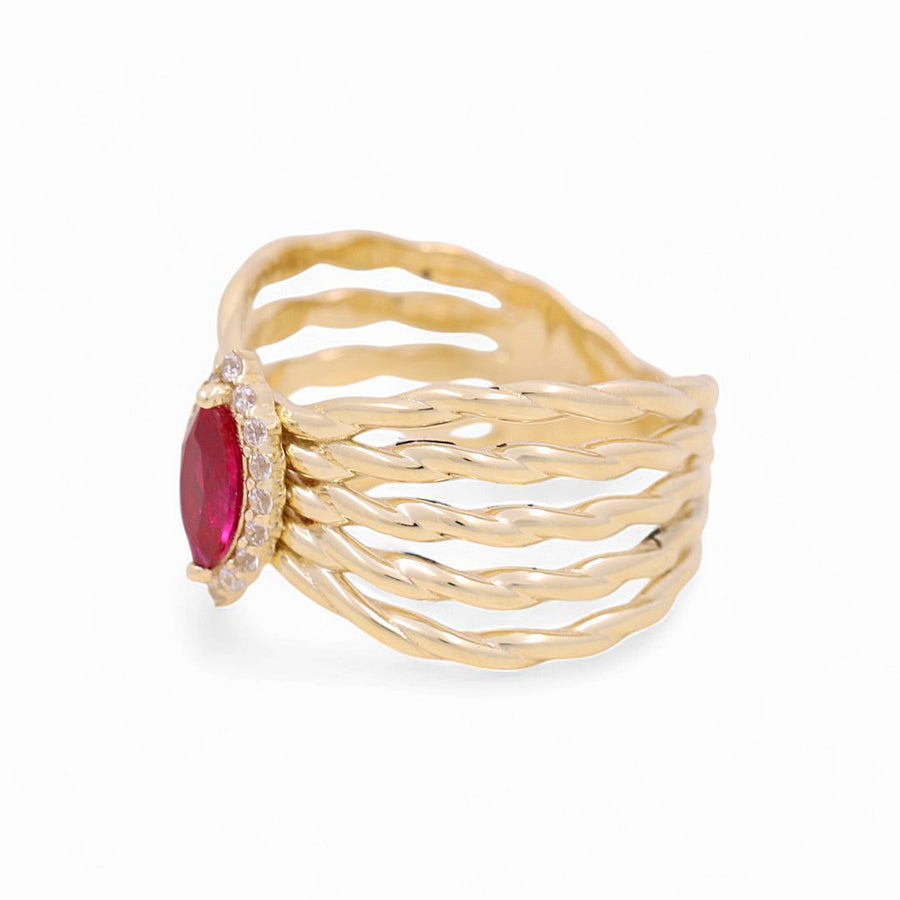 10K Yellow Gold  Red with Cz Fashion  Women's Ring