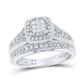 10k White Gold Modern  3 Pieces Set 0.75 tw Round Diamonds