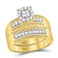 10k Yellow Gold  Classic 3 Pieces Set Ring 0.75 tw Round Diamonds