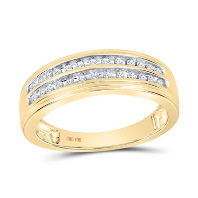 10k Yellow Gold  Trio 3 Pieces Set Ring 0.50 tw Round Diamonds