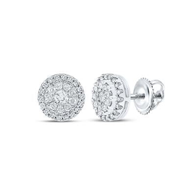 10K  White Gold Stud Earrings with 0.50Tw Round Diamonds