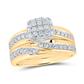 Round Diamond Square Matching Wedding Ring Set 1 Cttw