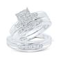 10K WHITE GOLD ROUND DIAMOND SQUARE MATCHING WEDDING RING SET 1/2 CTTW