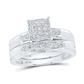 10k White Gold  Trio 3 Pieces Set Ring 0.50 tw Round Diamonds