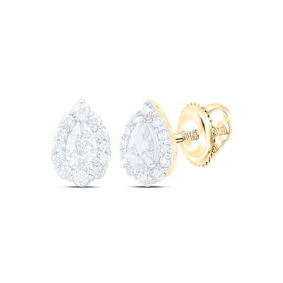 10K  Yellow Gold Stud Earrings with 0.50Tw Pear and Round Diamonds