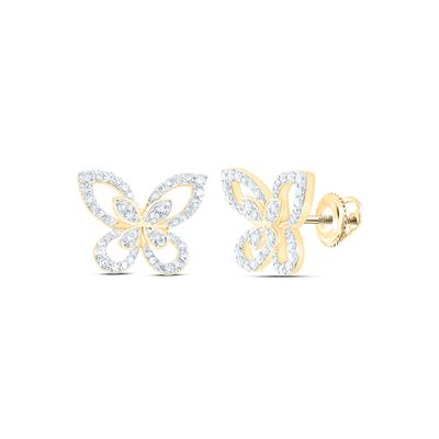 10K  Yellow Gold Butterfly Earrings with 0.33Tw Round Diamonds