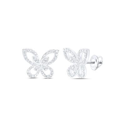 10K  White Gold Butterfly Earrings with 0.33Tw Round Diamonds