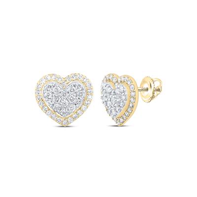 10K  Yellow Gold Heart Earrings with 0.50Tw Round Diamonds