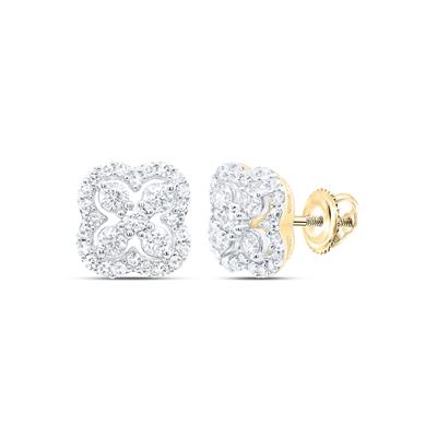 10K Yellow Gold Clover Stud Earrings with 0.50Tw Round Diamonds