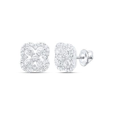 10K White Gold Clover Earrings with 0.50Tw Round Diamonds