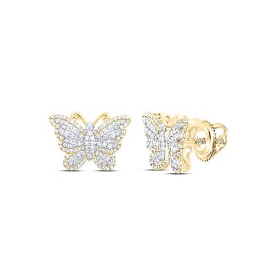 10K  Yellow Gold Butterfly Earrings with 0.62Tw Round Diamonds