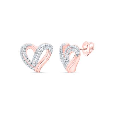 10K  Rose Gold Heart Earrings with 0.33Tw Round Diamonds