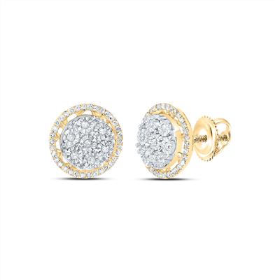 10K Two Tone White/Yellow Gold Round Earrings with 0.33Tw Round Diamonds