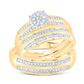 10K Yellow Gold Bridal Trio Rings Round Diamonds