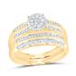 10K Yellow Gold Bridal Trio Rings Round Diamonds