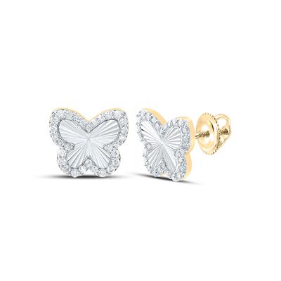 10K Yellow Gold Butterfly Earrings with 0.37Tw Round Diamonds