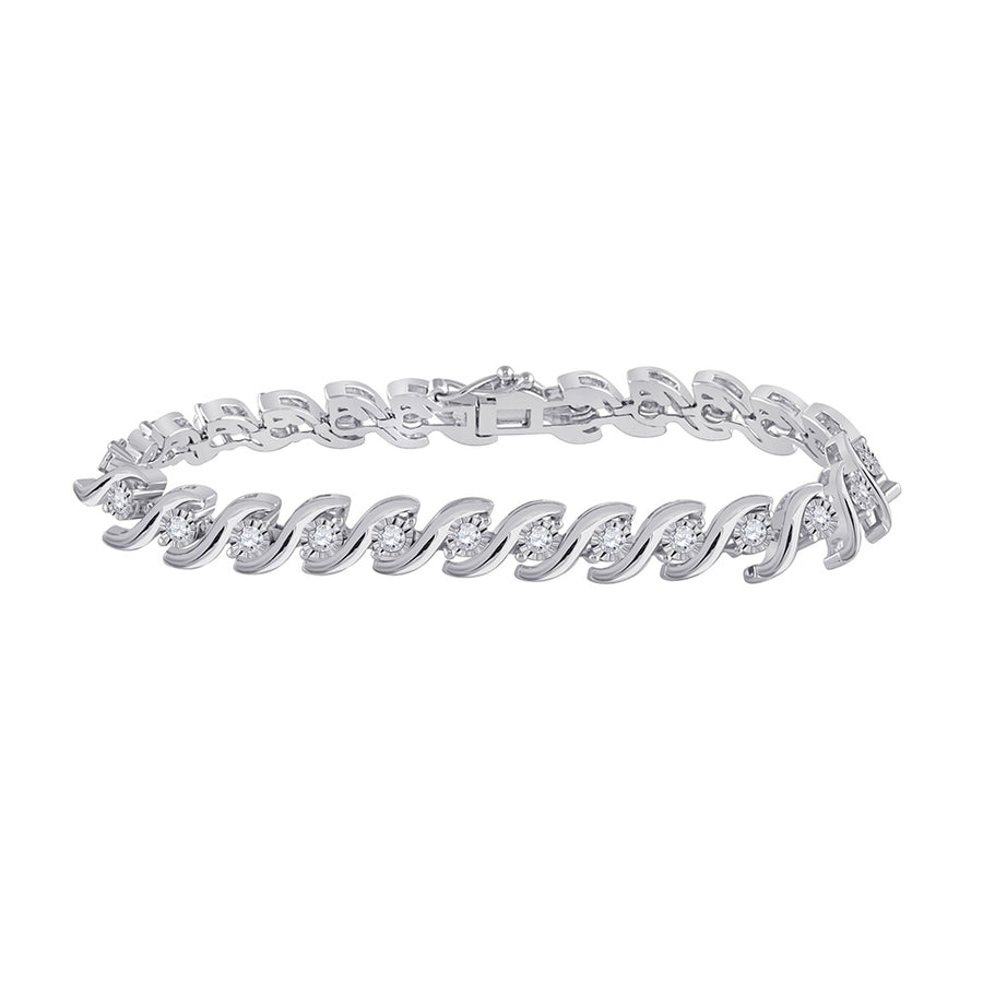 14k White Gold Round Diamond Twist Tennis Bracelet 2 Cttw