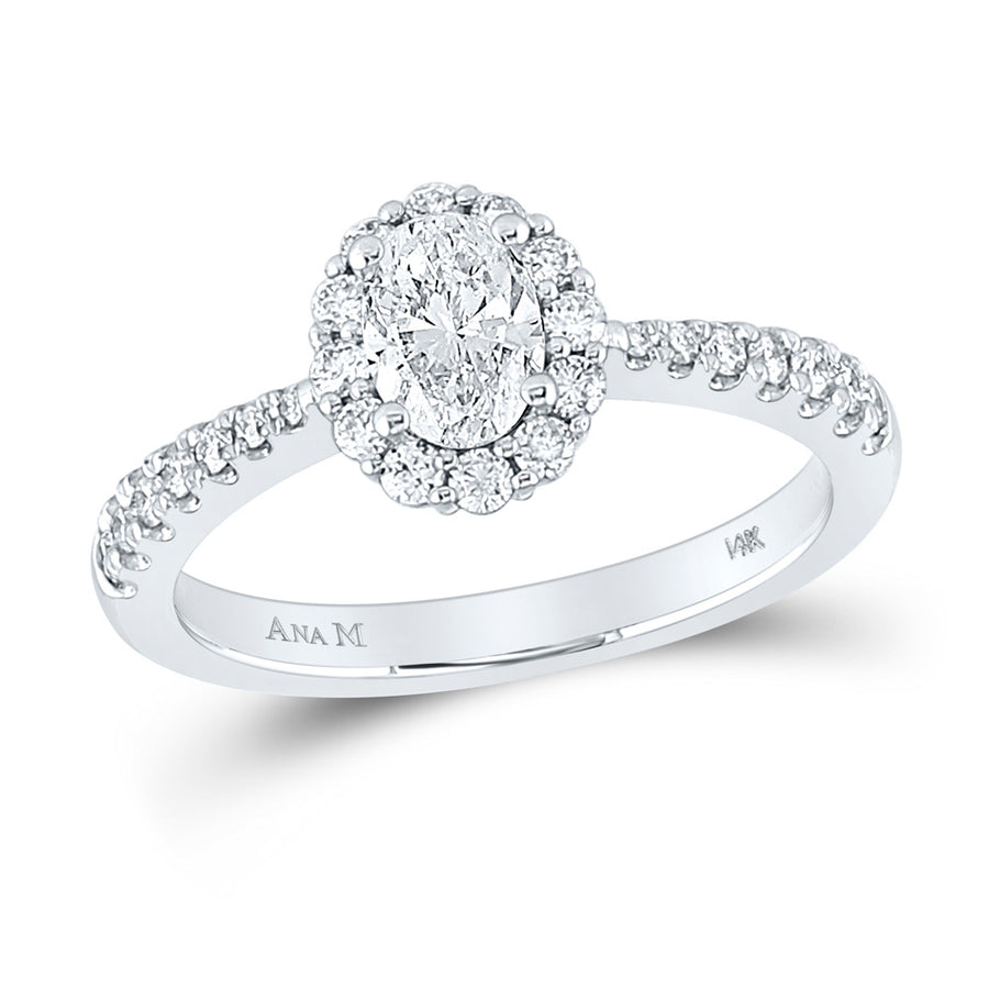 Oval Diamond Halo Bridal Engagement Ring 1 Cttw (Certified)