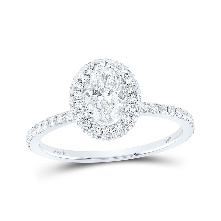 Oval Diamond Halo Bridal Engagement Ring 1-1/2 Cttw (Certified)